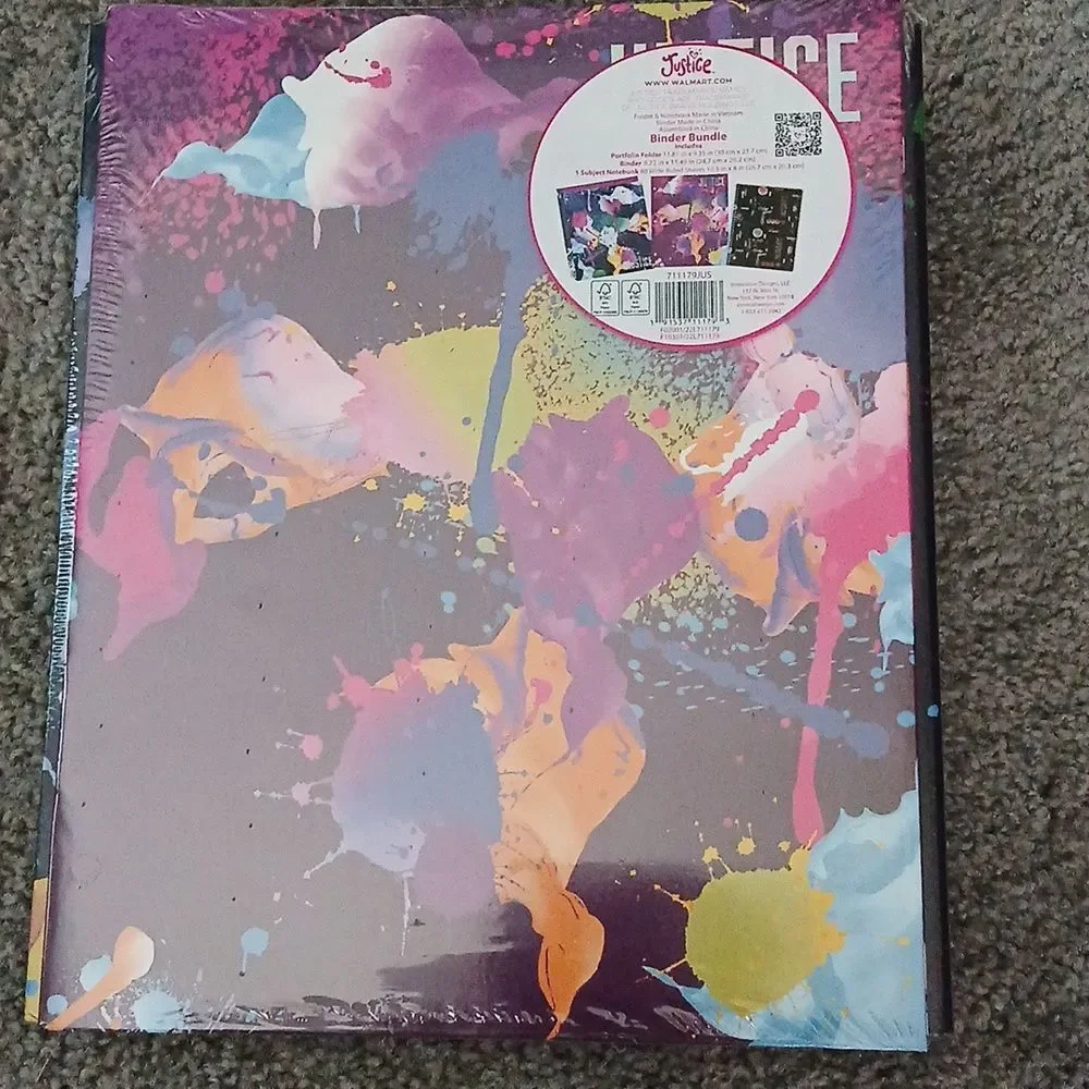 Justice School Binder Notebook Folder Gift Set New Sealed